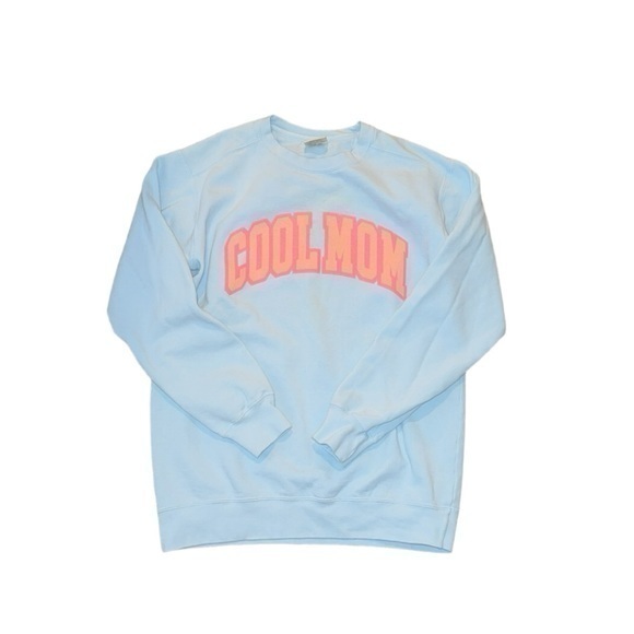 Cool Mom Baby Blue &‎ Pink Graphic Oversized Sweatshirt - Picture 2 of 10